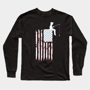 American Flag Fishing Long Sleeve T-Shirt